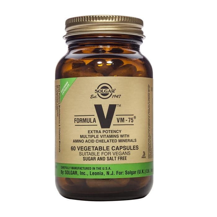 FORMULA VM 75, FÓRMULA VEGANA - 60 CAPS SOLGAR (2 AL DÍA) aloe