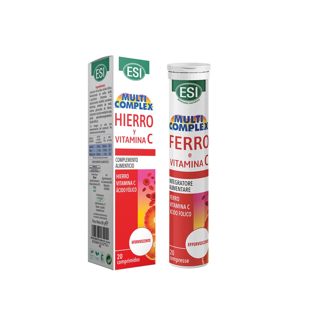 HIERRO+ VITAMINA C - 20 TAB. EFEVERCENTES ESI aloe