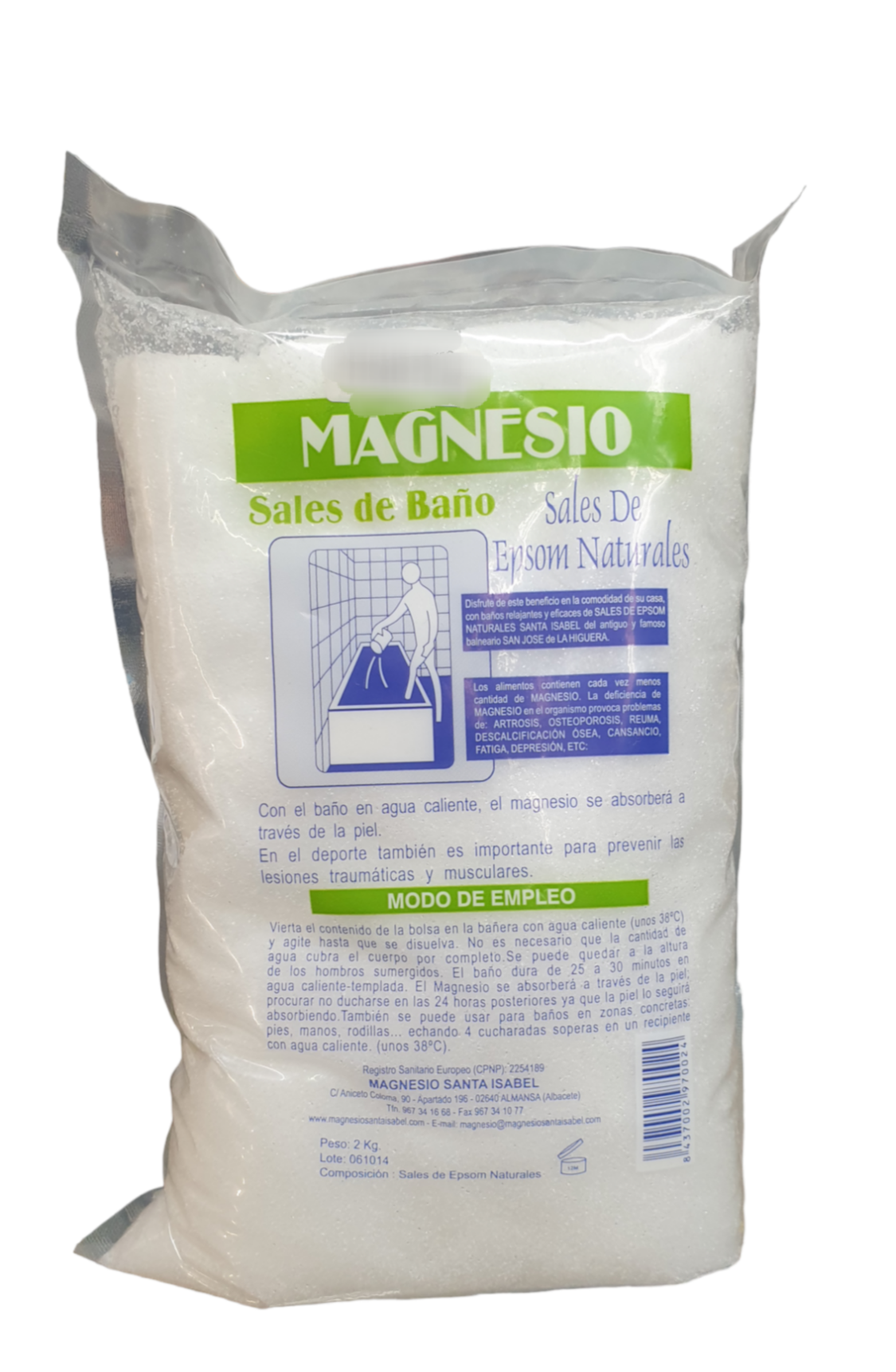 SALES DE EPSOM MAGNESIO BAÑO - 2KG SANTA ISABEL aloe
